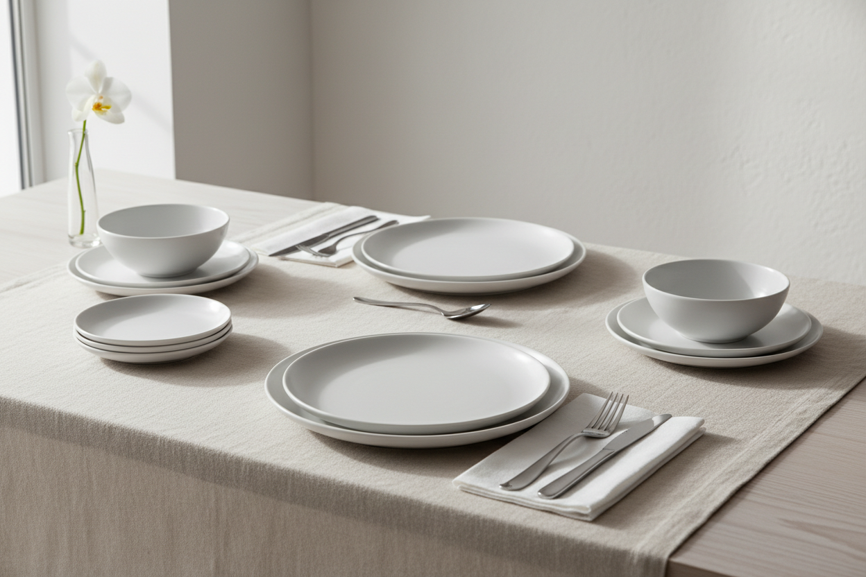Minimalist Table Styling with White Ceramic Plates