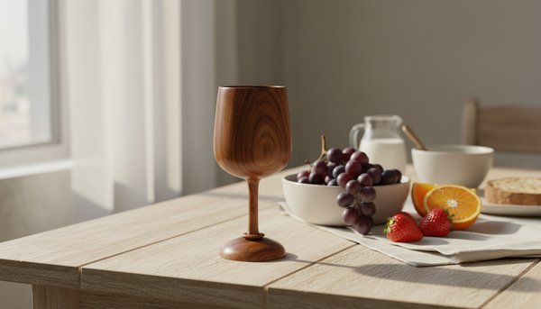 Handcrafted Natural Wood Goblet - Rustic Stemware