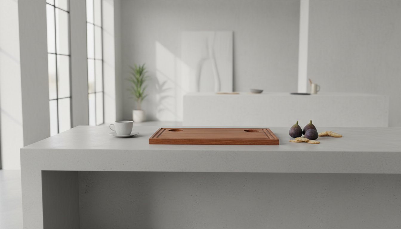 Premium Rectangular Wooden Serving Board with Juice Groove and Dual Dip Holders