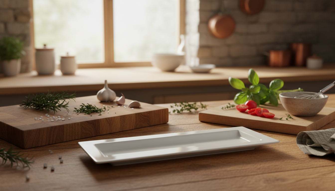 Minimalist Rectangular White Porcelain Serving Platter