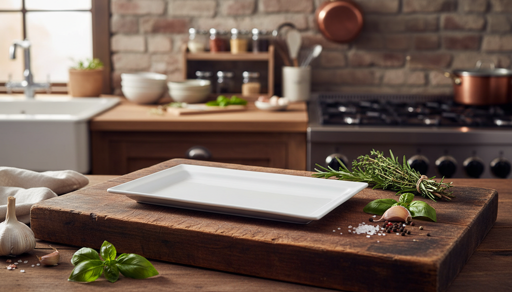 Elegant White Rectangular Porcelain Serving Platter - Modern Minimalist Design