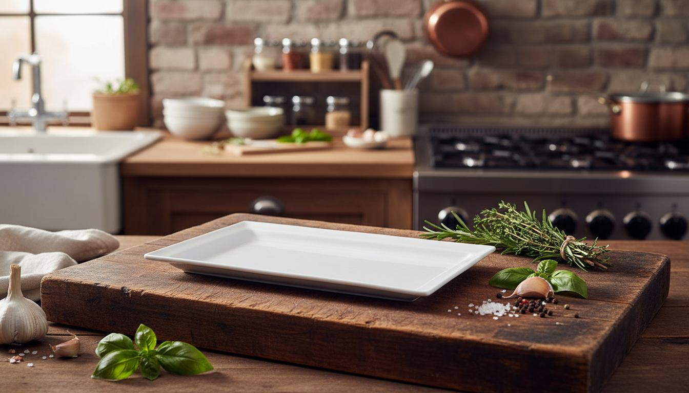 Elegant White Rectangular Porcelain Serving Platter - Modern Minimalist Design